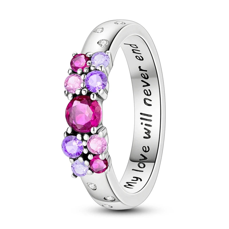 Original 925 Sterling Silver Rings Love Unlimited Colorful Zircon Rings for Women Girls Jewelry Birthday Anniversary Gifts
