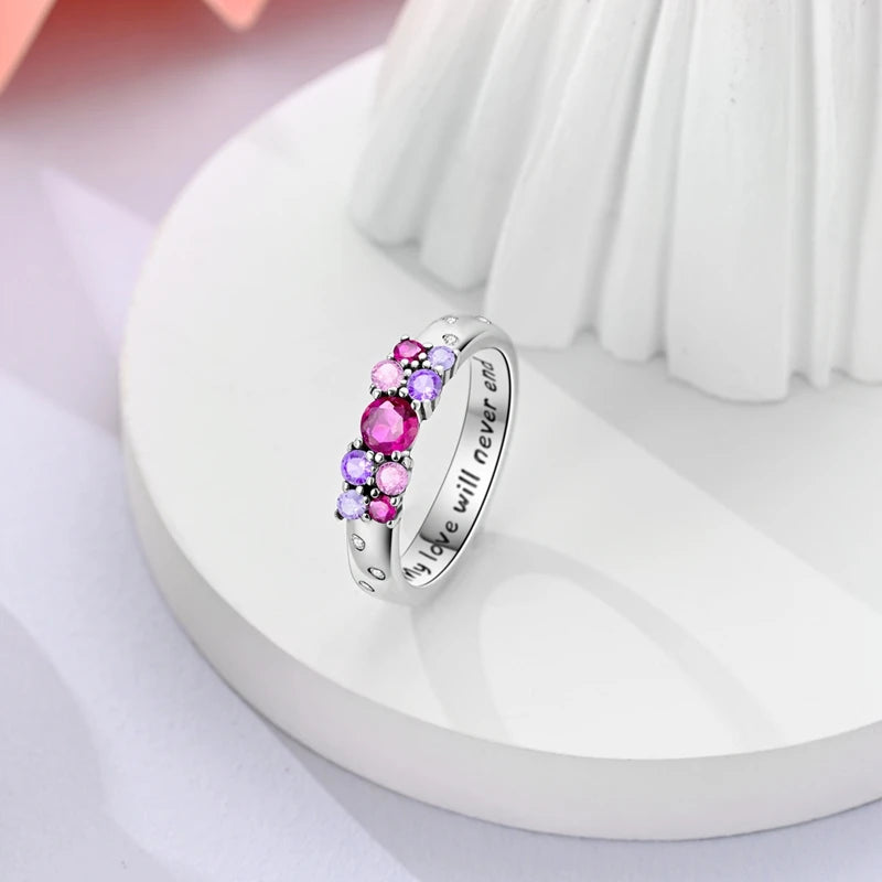 Original 925 Sterling Silver Rings Love Unlimited Colorful Zircon Rings for Women Girls Jewelry Birthday Anniversary Gifts