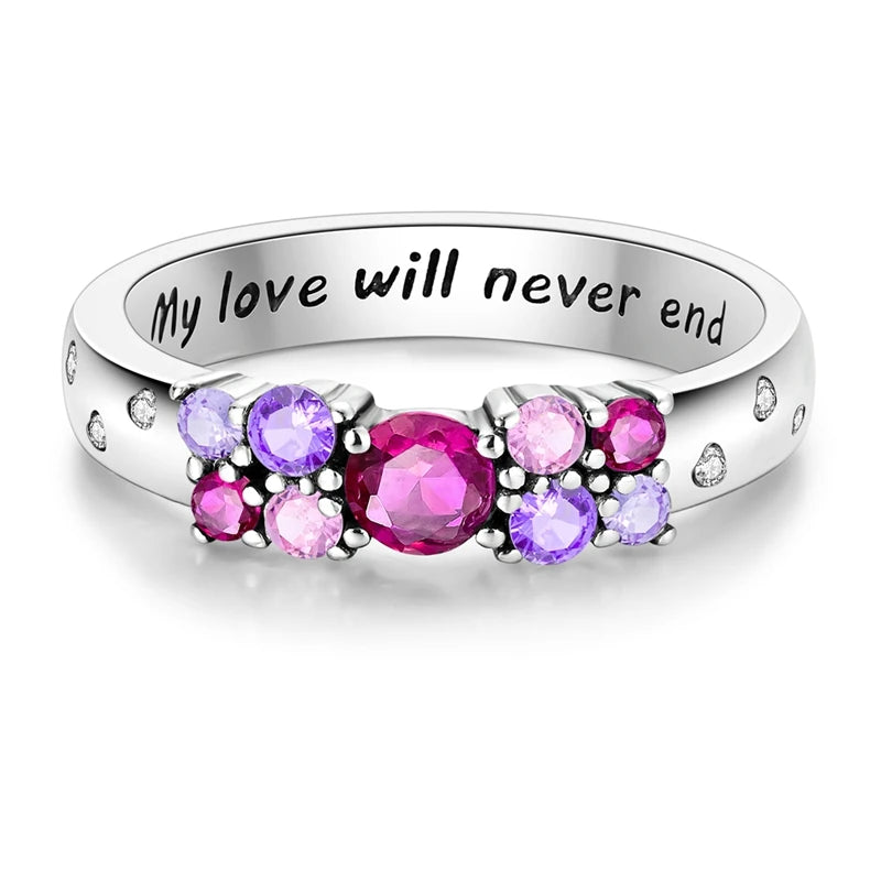 Original 925 Sterling Silver Rings Love Unlimited Colorful Zircon Rings for Women Girls Jewelry Birthday Anniversary Gifts